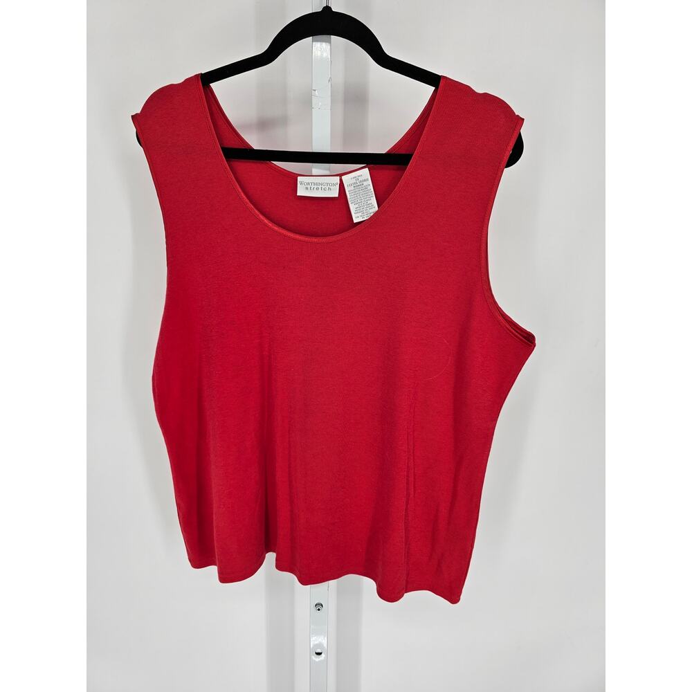 Worthington Stretch Women's Rea Sleeveless Round Neck Tank Top Size 2X